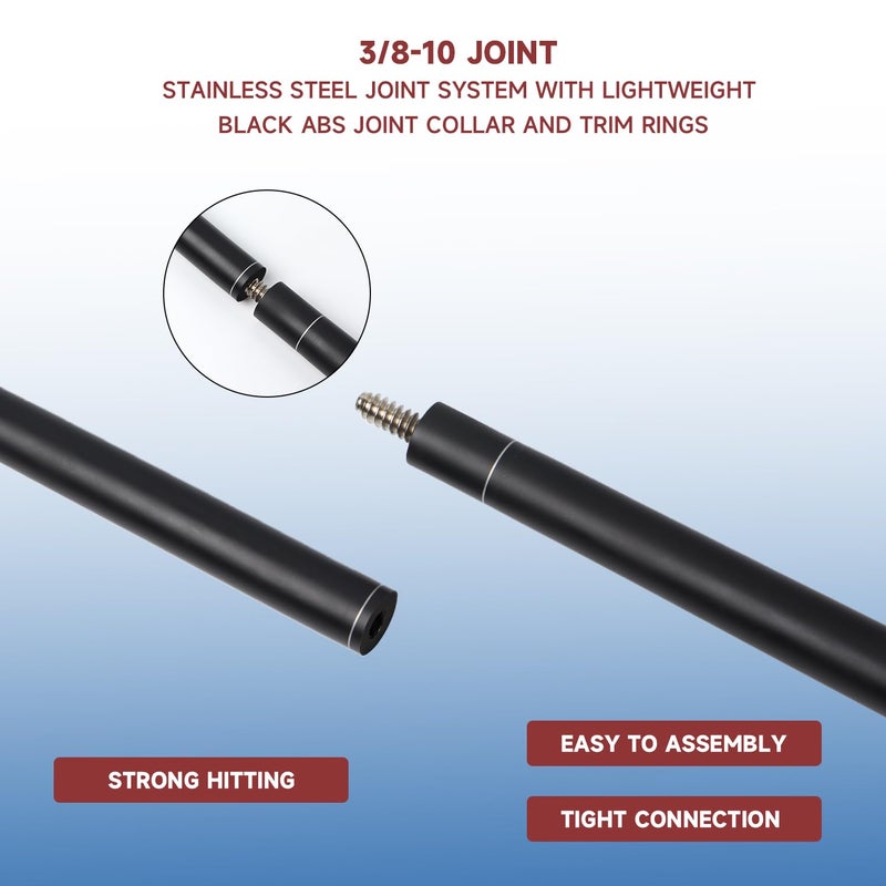 GSE Games & Sports Expert 58" 2-Piece Fiberglass Graphite Composite Billiard Pool Cue Stick for Men/Women, Billiard Cue Stick for House or Commercial/Bar Use (Matte Black, 20 Oz) - Image 3
